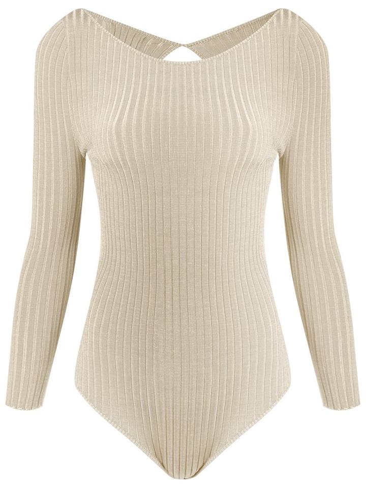 Andrea Bogosian Ribbed Bodysuit, Women's, Size: P, Nude/neutrals, Polyamide/viscose