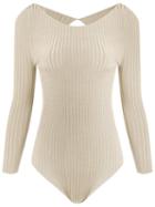 Andrea Bogosian Ribbed Bodysuit, Women's, Size: P, Nude/neutrals, Polyamide/viscose