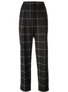 Emporio Armani Checked Tailored Trousers, Women's, Size: 42, Black, Polyester/spandex/elastane/viscose