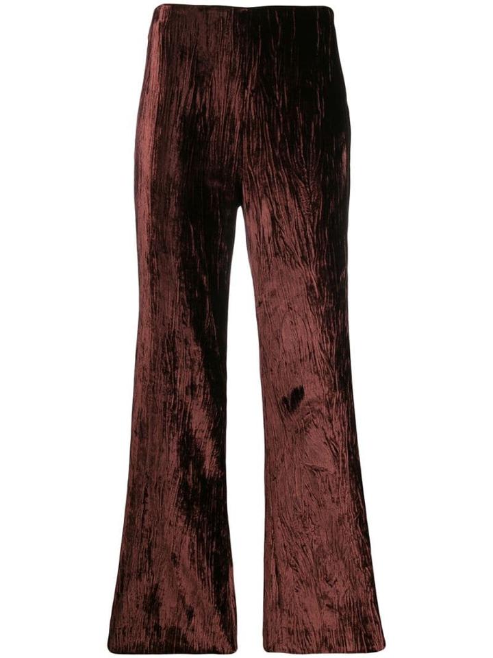 Maison Margiela Creased Velvet Flared Trousers - Brown