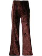 Maison Margiela Creased Velvet Flared Trousers - Brown