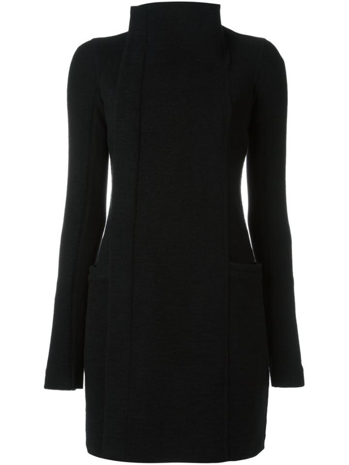 Rick Owens Funnel Neck Coat, Women's, Size: 42, Black, Cupro/viscose/cashmere/virgin Wool