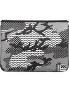 Neil Barrett Patterned Camouflage Clutch, Men's, Black, Leather/nylon