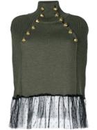 Red Valentino Lace Trim Studded Knitted Top - Green