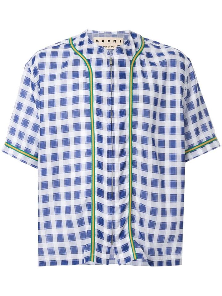 Marni Zip Front Check Shirt - Blue
