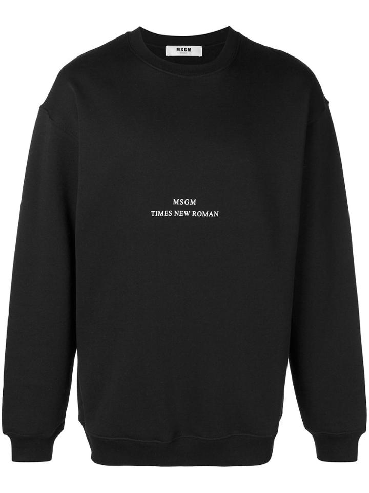 Msgm Msgm Times New Roman Print Sweatshirt - Black