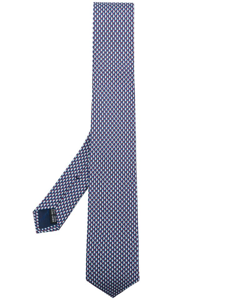 Salvatore Ferragamo Sailboat Print Tie - Blue