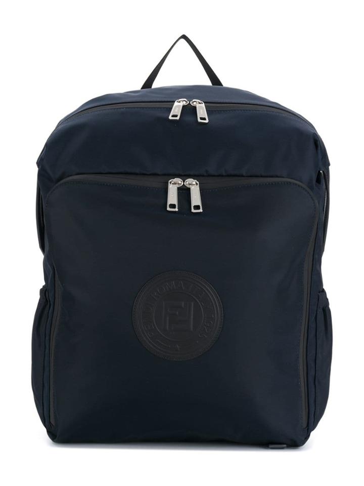 Fendi Kids Teen Logo Patch Backpack - Blue