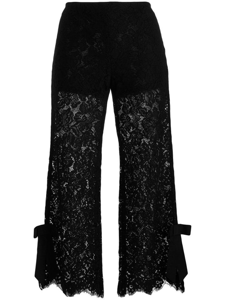 Ganni Lace Embroidered Cropped Trousers - Black