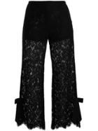 Ganni Lace Embroidered Cropped Trousers - Black