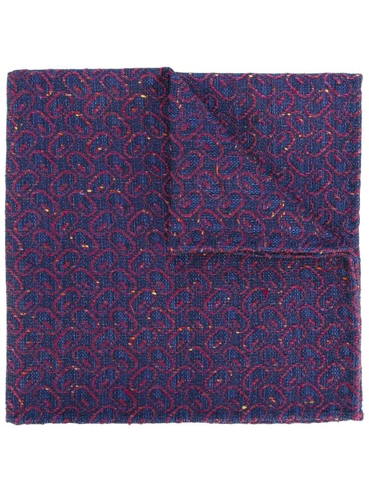 Fashion Clinic Timeless Oval Print Pocket Square, Men's, Blue, Silk