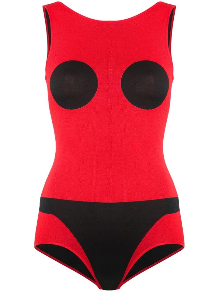 Rudi Gernreich Contrast Bodysuit Top - Red