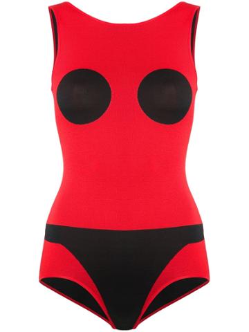 Rudi Gernreich Contrast Bodysuit Top - Red
