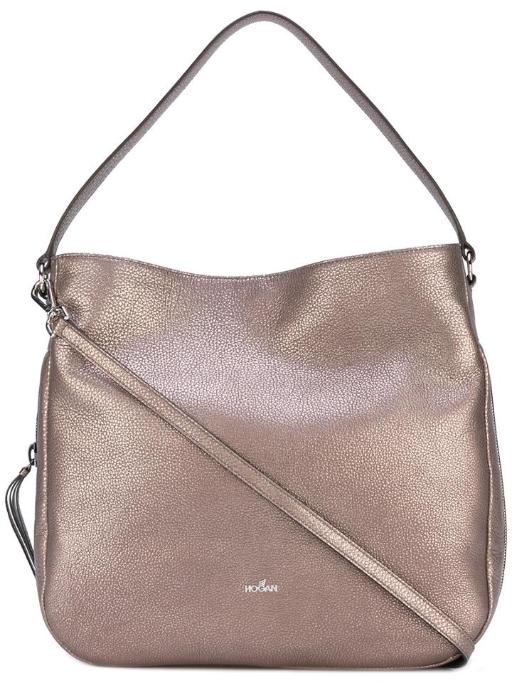 Hogan - Metallic Hobo Bag - Women - Calf Leather - One Size, Nude/neutrals, Calf Leather