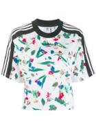 Adidas Cropped Allover Print T-shirt - White