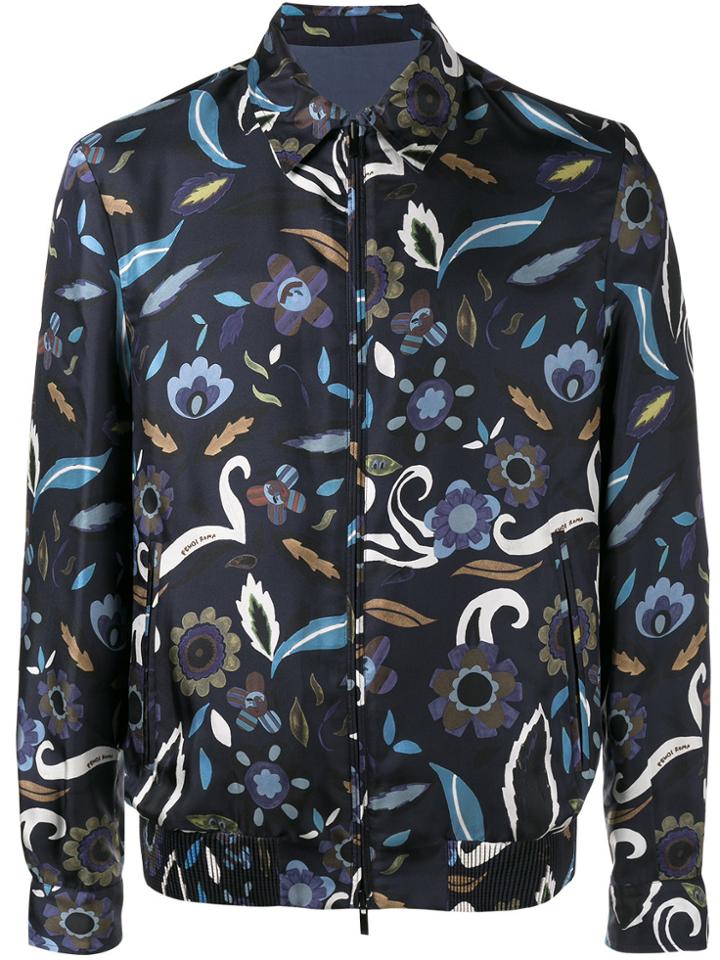 Fendi Reversible Floral Print Jacket - Blue