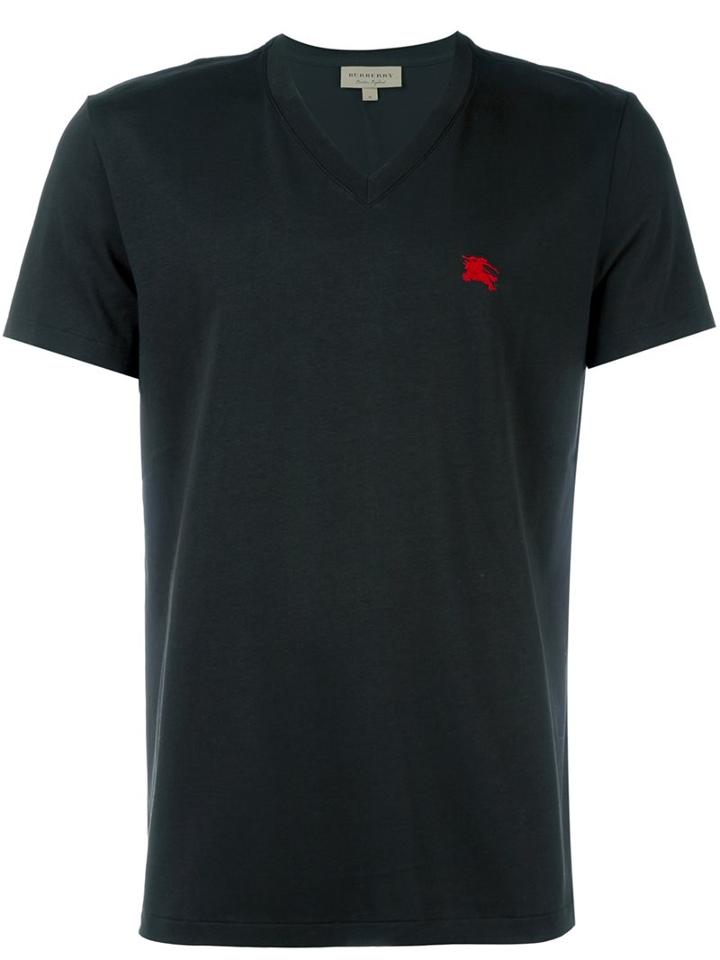 Burberry V Neck T-shirt, Men's, Size: Xl, Black, Cotton