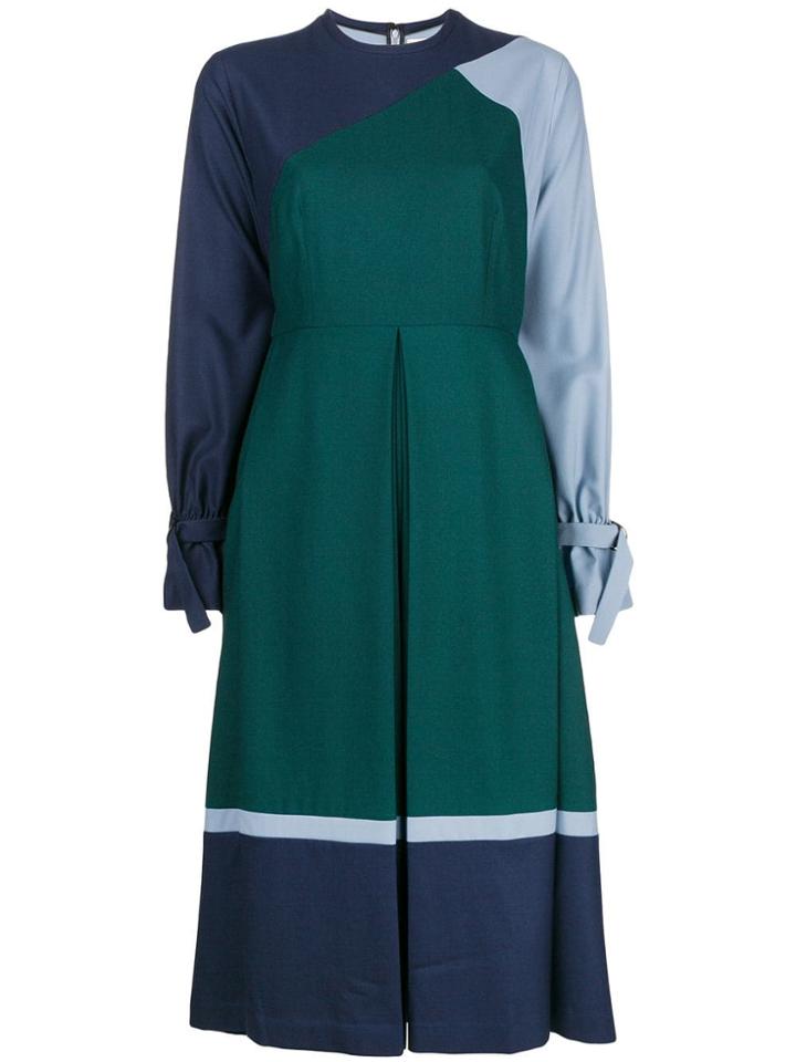 Bodice Box-pleated Dress - Green