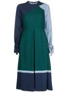 Bodice Box-pleated Dress - Green