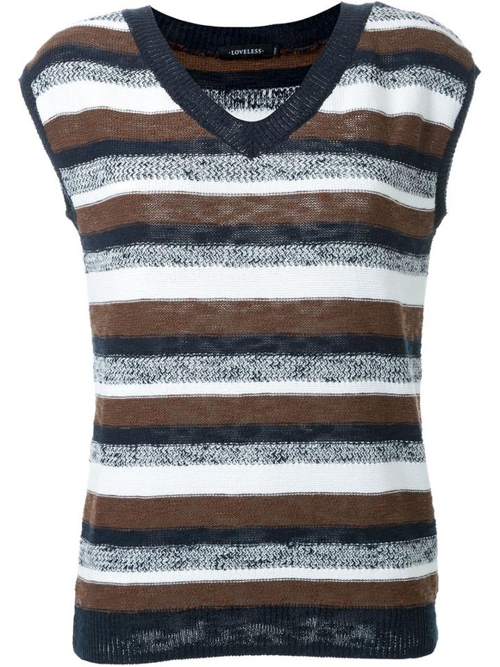 Loveless Striped Knit Top, Women's, Brown, Cotton/linen/flax