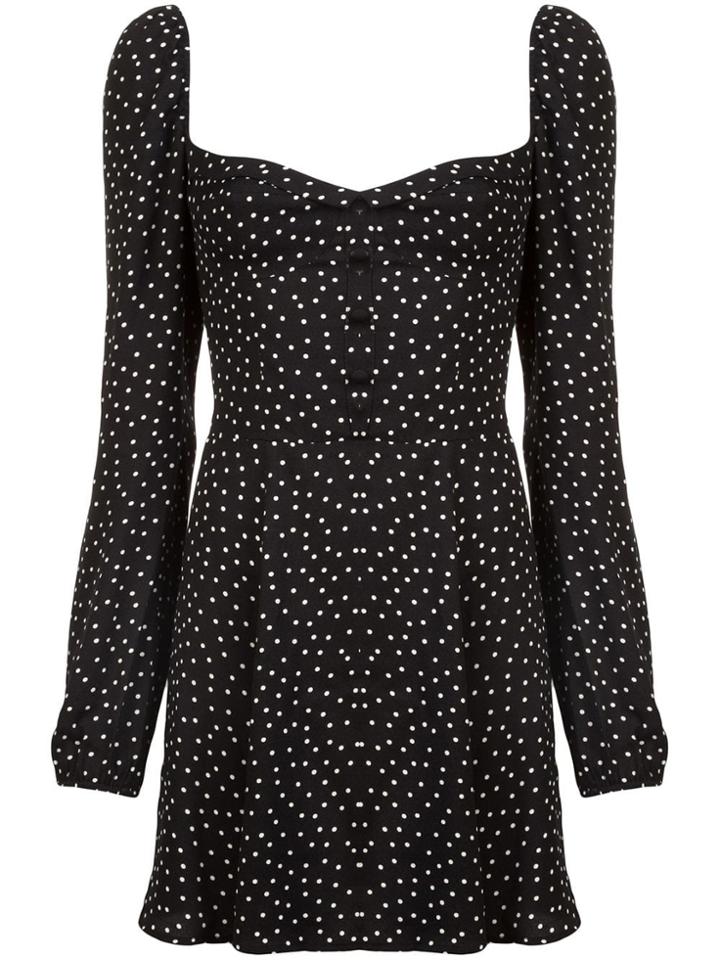 Reformation Polka Dots Mini Dress - Black