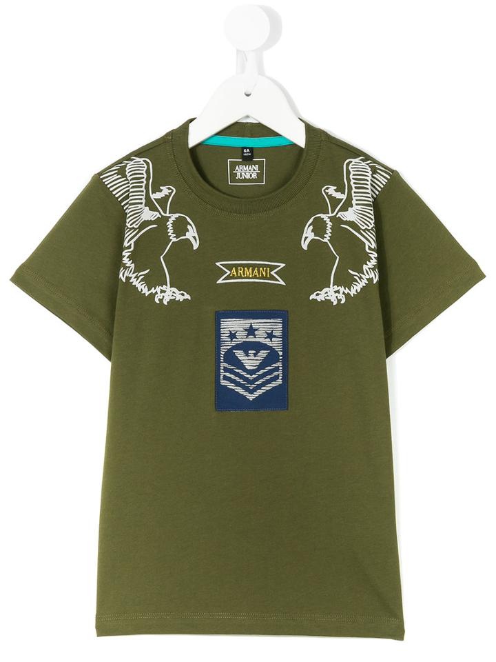Armani Junior - Eagle Shoulder T-shirt - Kids - Cotton - 5 Yrs, Green