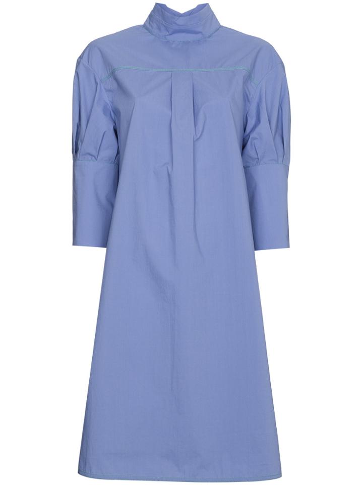 Marni Short Sleeved Poplin Shirt Dress - Blue