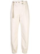 Brunello Cucinelli Belted Tapered Trousers - White