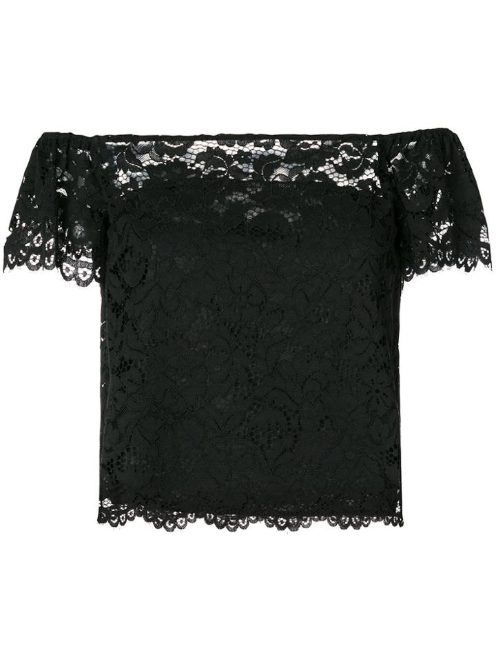 Twin-set Off-shoulder Crop Top - Black