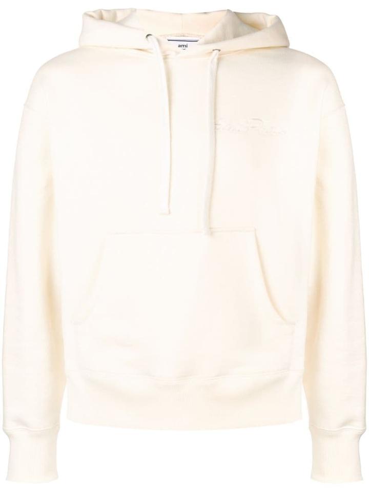 Ami Paris Hoodie With Ami Paris Embroidery - Neutrals