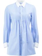 Junya Watanabe Comme Des Garçons Pleated Front Striped Shirt, Women's, Size: Medium, Blue, Cotton