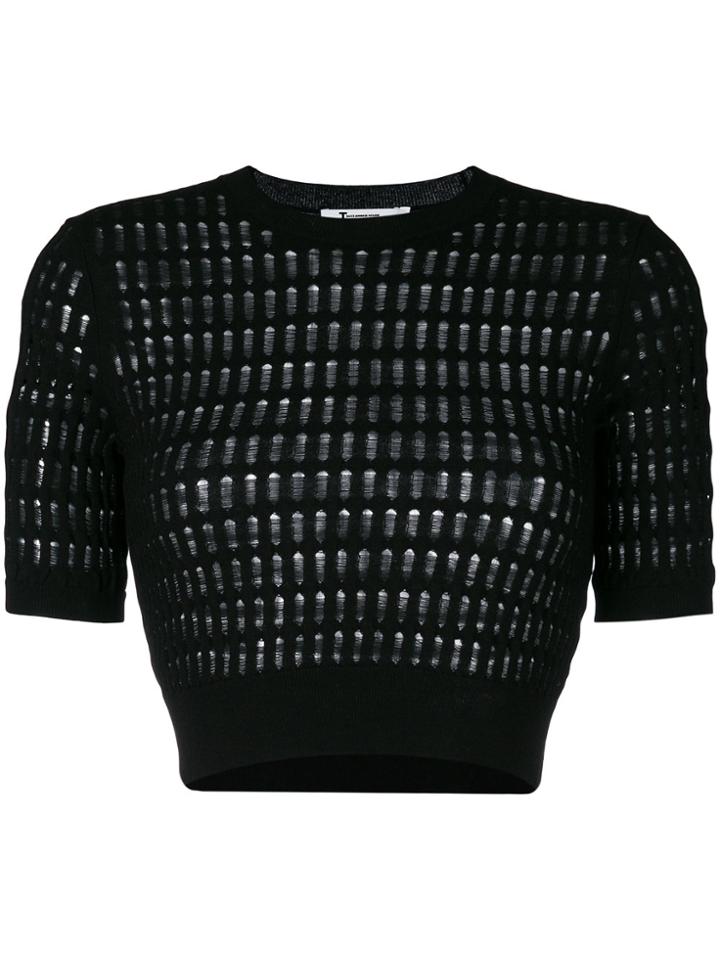 Alexander Wang Cropped Ladder Detail Knitted Top - Black