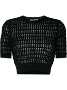 Alexander Wang Cropped Ladder Detail Knitted Top - Black