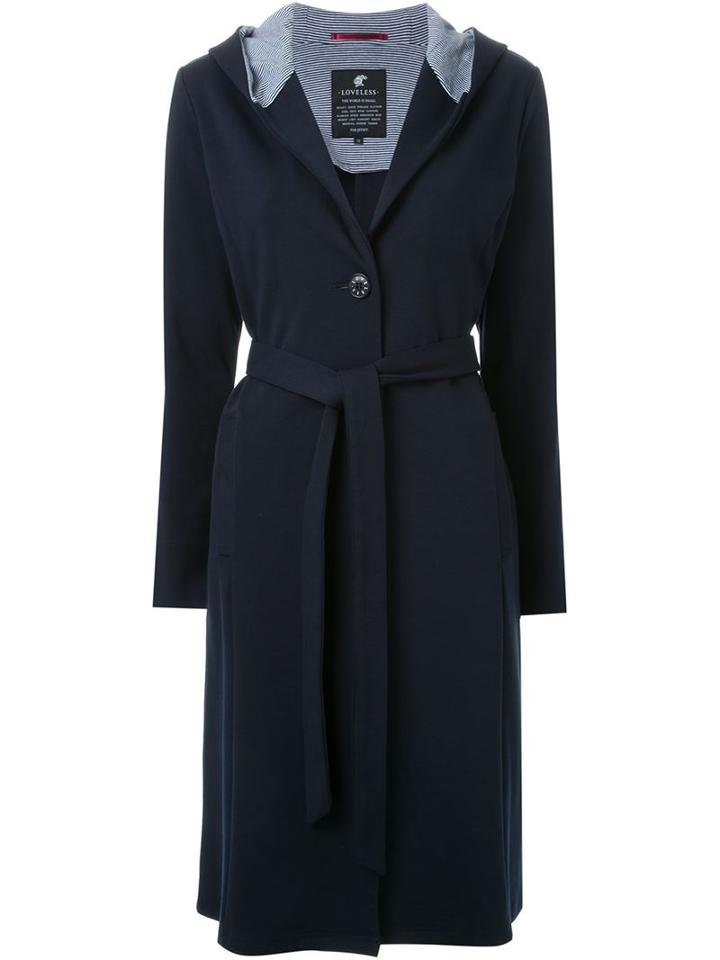 Loveless Hooded Robe Coat, Women's, Size: 34, Blue, Polyester/polyurethane/rayon