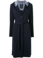 Loveless Hooded Robe Coat, Women's, Size: 34, Blue, Polyester/polyurethane/rayon