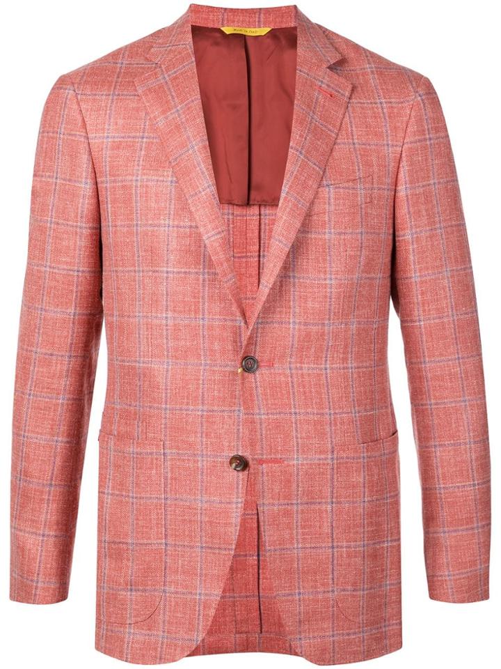 Canali Grid Pattern Blazer - Orange