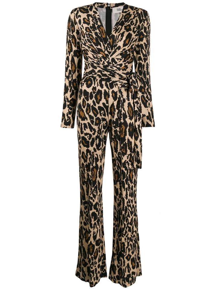 Diane Von Furstenberg Leopard Print Jumpsuit - Brown