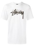 Stussy Logo Print T-shirt, Men's, Size: Large, White, Cotton