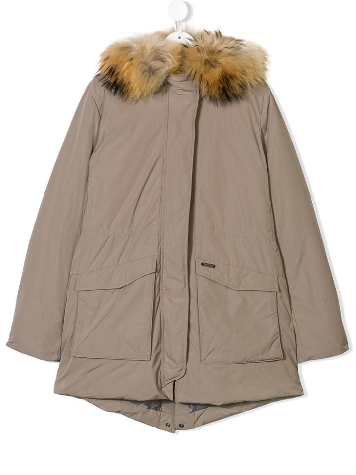 Woolrich Kids Concealed Fastening Coat - Grey
