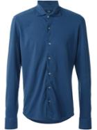 Fay 'piquet' Fitted Button Down Shirt, Men's, Size: Xl, Blue, Cotton/spandex/elastane