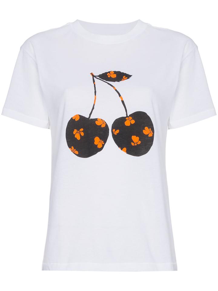 Ganni Harway T Shirt With Cherry Print - White