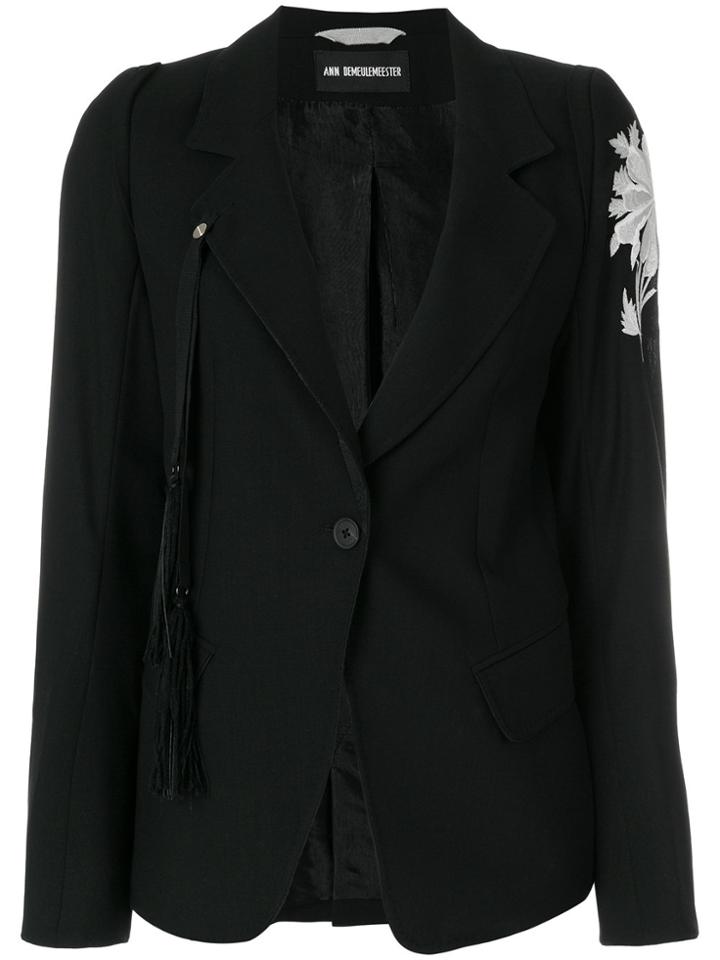 Ann Demeulemeester Embroidered Arm Blazer - Black