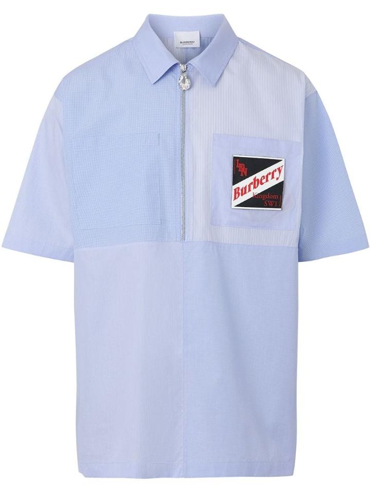 Burberry Logo Graphic Patchwork Shirt - Blue