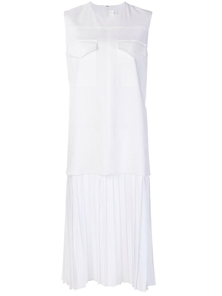 Victoria Victoria Beckham Woven Pleated Skirt Midi Dress - White