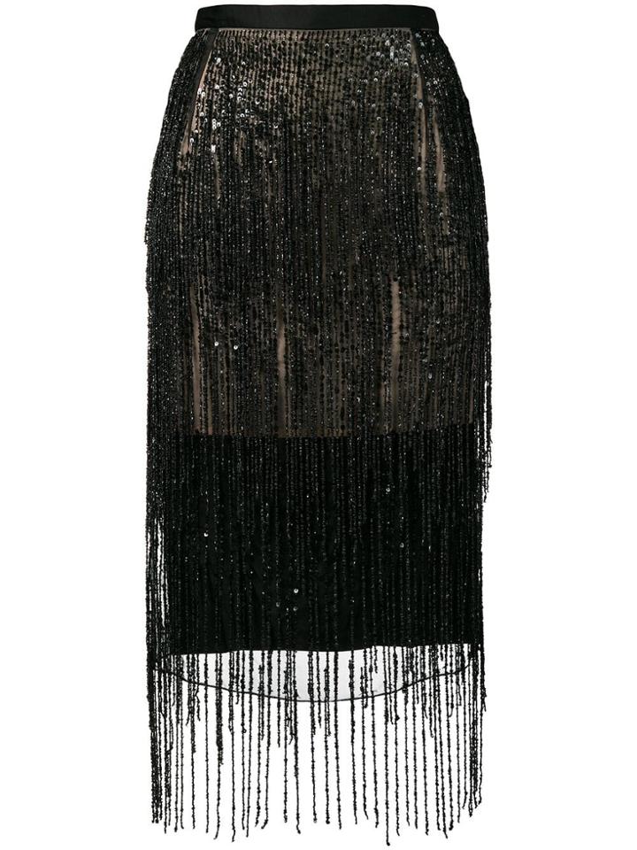 Christopher Kane Satin Fringe Skirt - Black