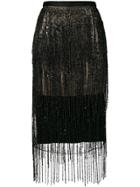 Christopher Kane Satin Fringe Skirt - Black
