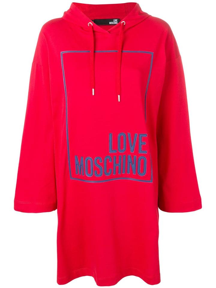 Love Moschino Embossed Logo Hooded Dress - Red