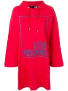 Love Moschino Embossed Logo Hooded Dress - Red