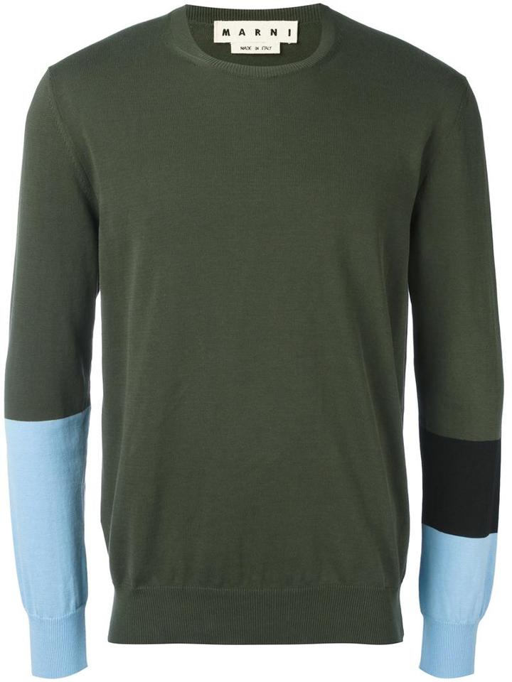 Marni Colour Block Jumper, Men's, Size: 46, Green, Cotton