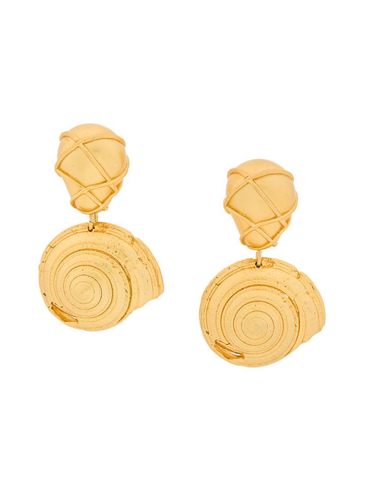 Kenzo Vintage Shell Pendant Earrings - Metallic